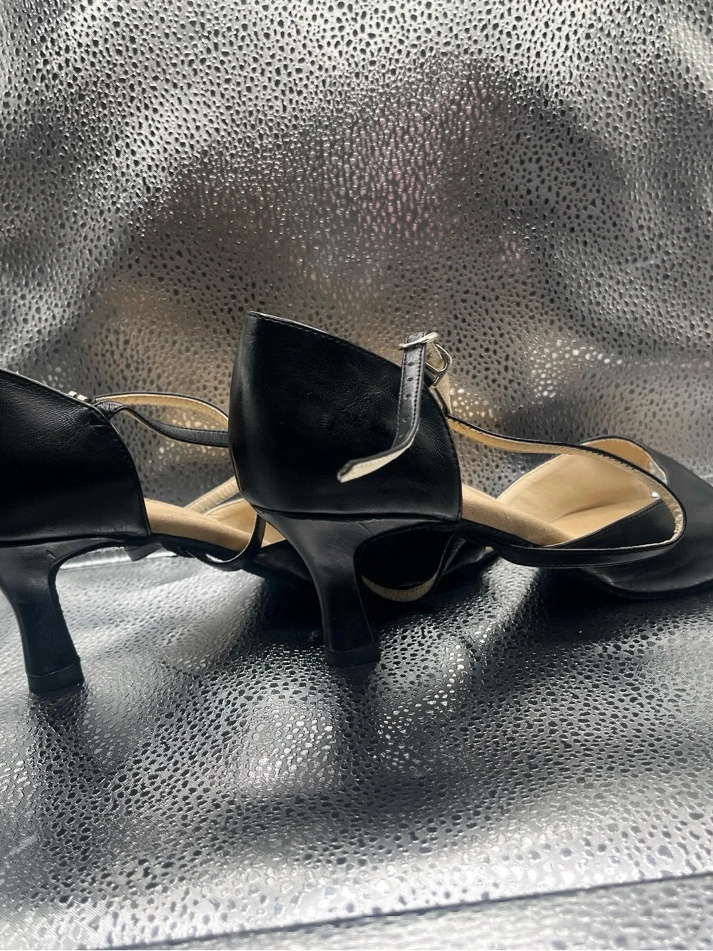 Capezio Black Open-Toe Strappy Dance Heels- minor damage on one heel